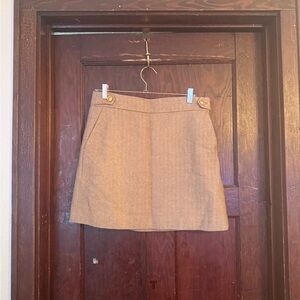 JCrew Factory Tweed Tan Women's Skirt with cute gold buttons